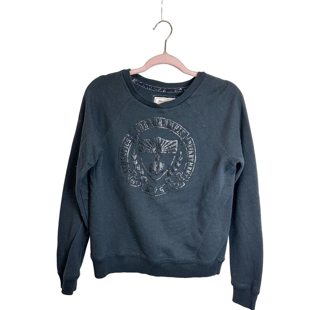 VTG. Abercrombie & Fitch Sweatshirt Long Sleeve V-neck Women’s M Academia Black‎